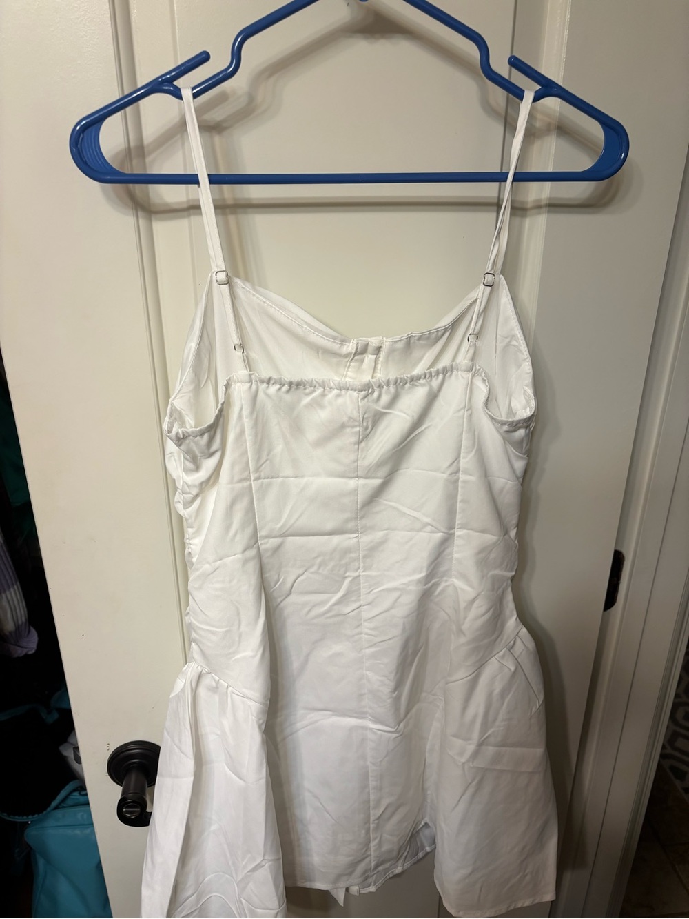 Hello Molly White Ruched Button-Front Mini Dress - Picture 3 of 7